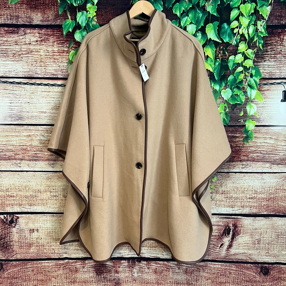 Talbots Tailored Wool Cape L/XL Plus Size Brown F… - image 4